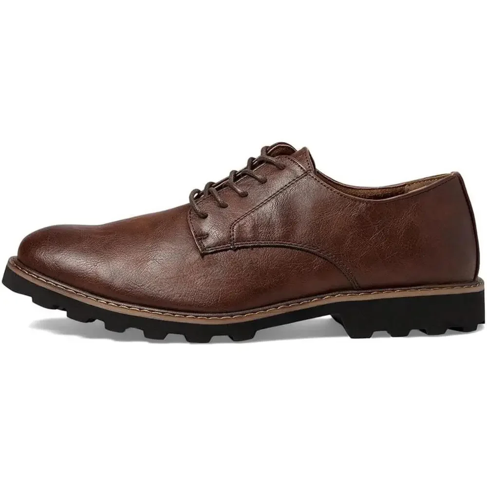 Deer Stags Benjamin Oxford Men's 9 Brown Leather Plain Toe Dress Shoes RHS9383